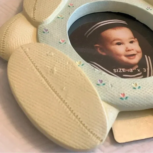 New! Vintage Pair Papel Ceramic Baby Child Photo Frames 3x3 & 2x3 Bunny Giraffe - Picture 5 of 16